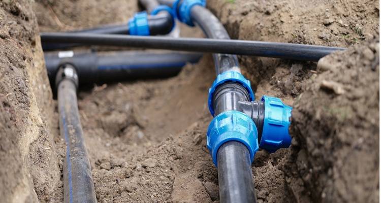 irrigation pipes buried