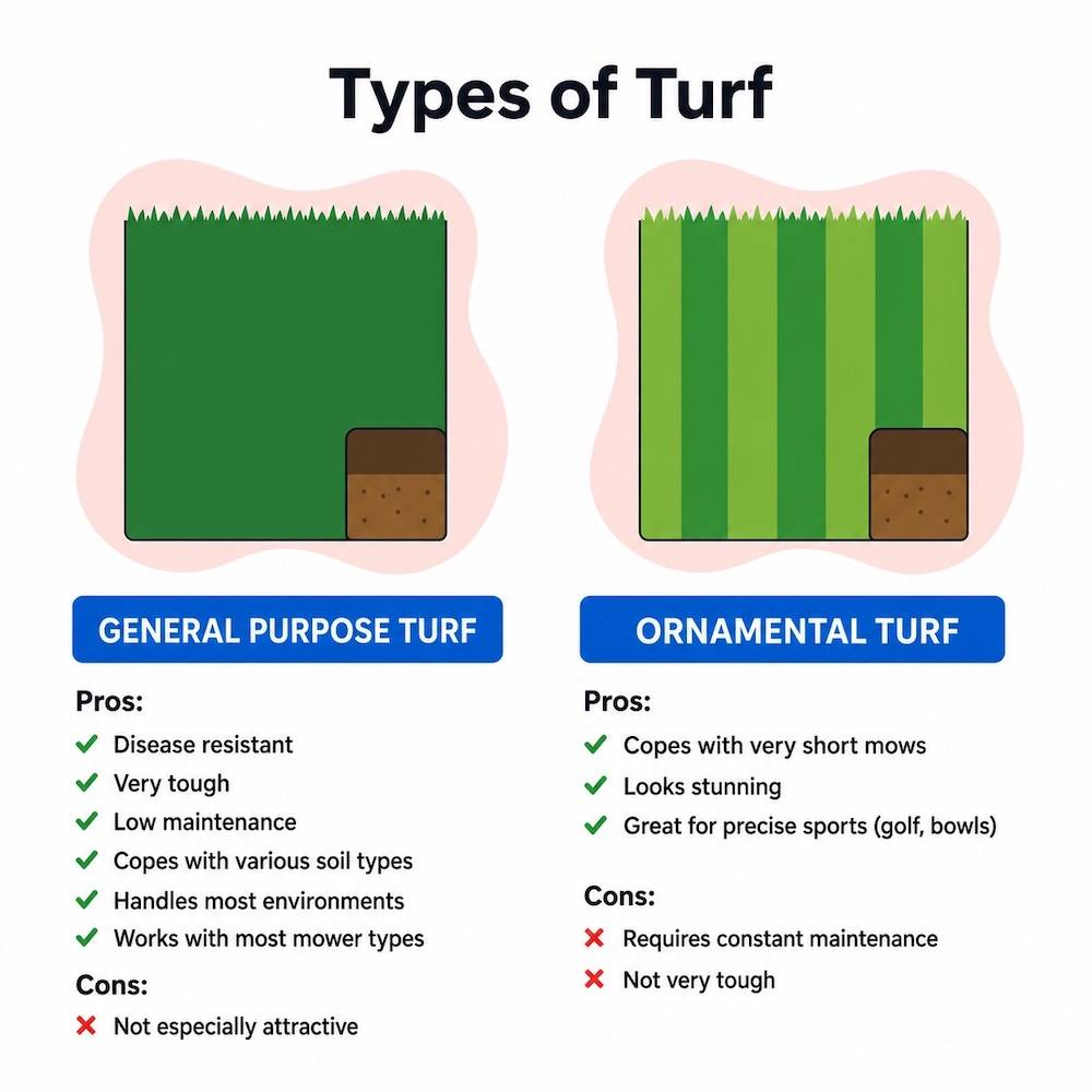 pros and cons of different turf types graphic