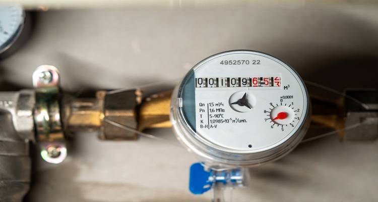 close-up of water meter