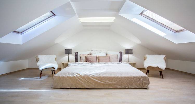 Modern bedroom created through a loft conversion