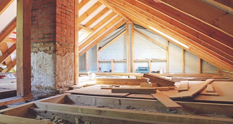 empty loft brick column