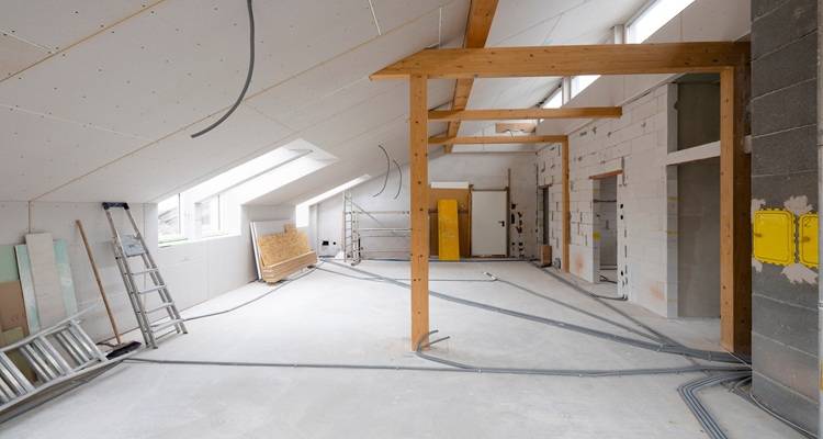 plasterboard exposed wood loft conversion
