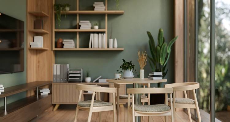 green coloured kitchen wooden table