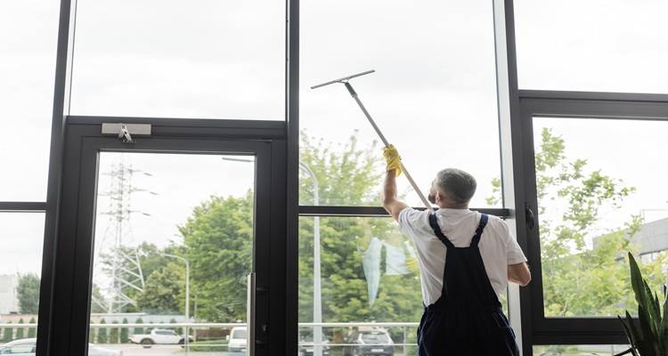 office windows being cleaned