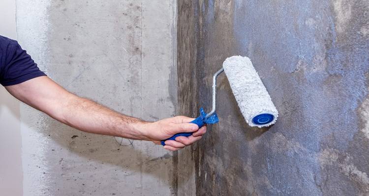 arm applying pva by roller on wall