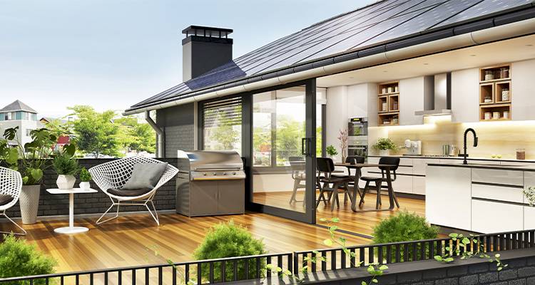 patio doors leading out onto a balcony with decking