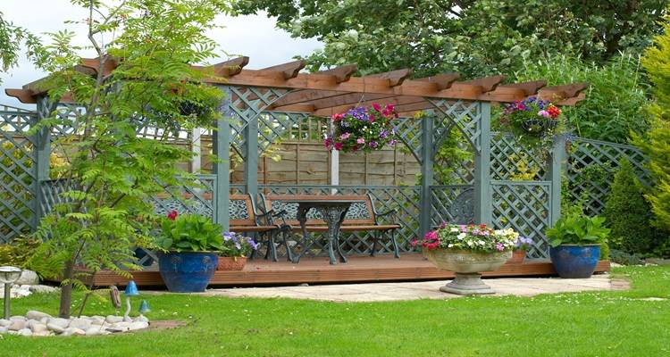 wooden pergola flowers
