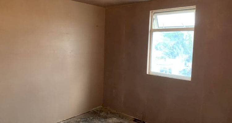 freshly plastered wall