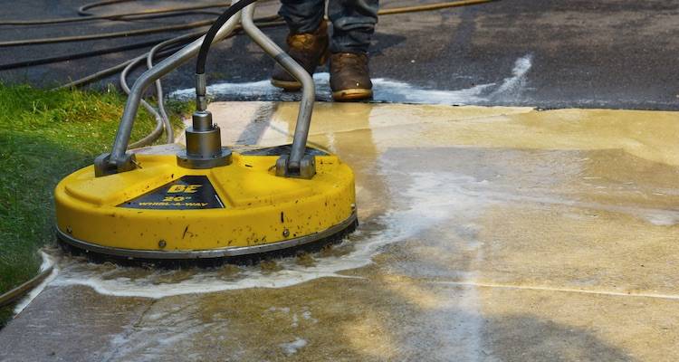 pressure washing a path