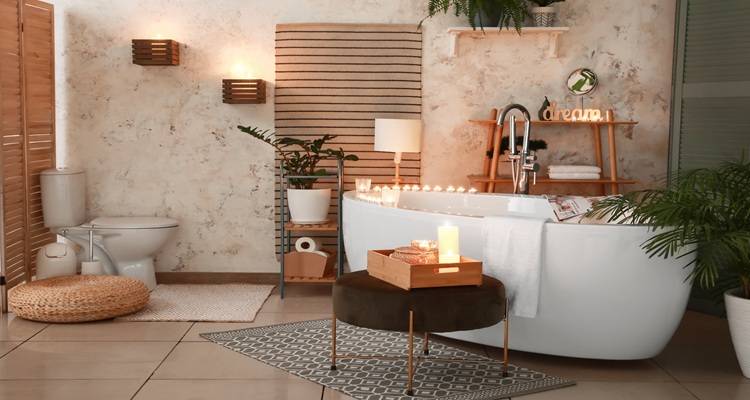 bathroom with wall lights