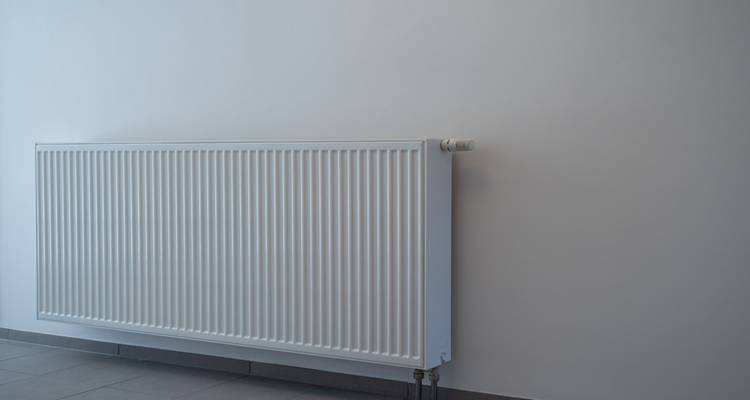single large radiator against wall
