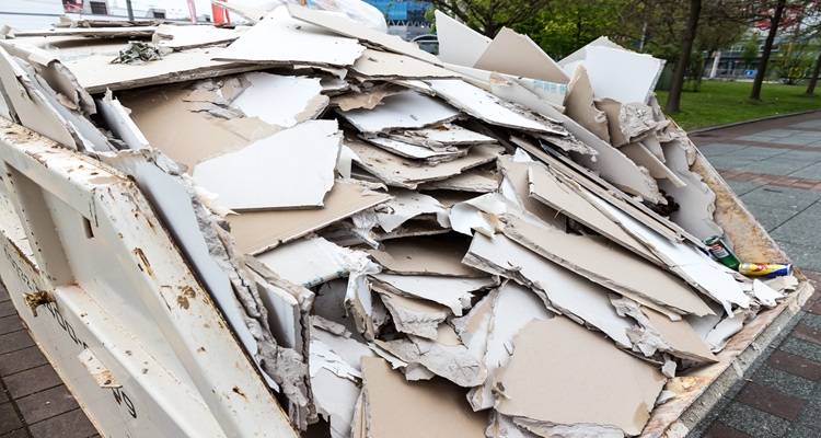 skip of plasterboard
