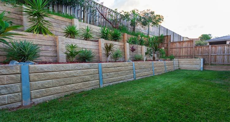 brown gravel board stepped walls