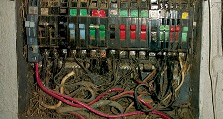 example of an old UK consumer unit that requires maintenance or replacement