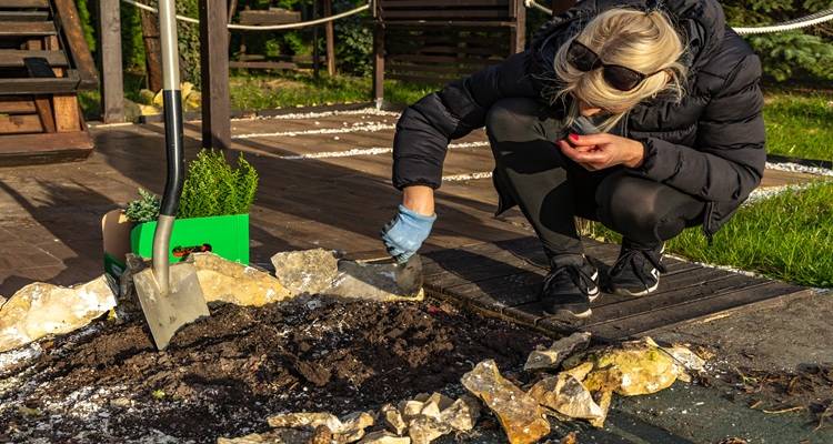 woman making rockery