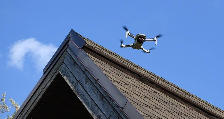Drone over house