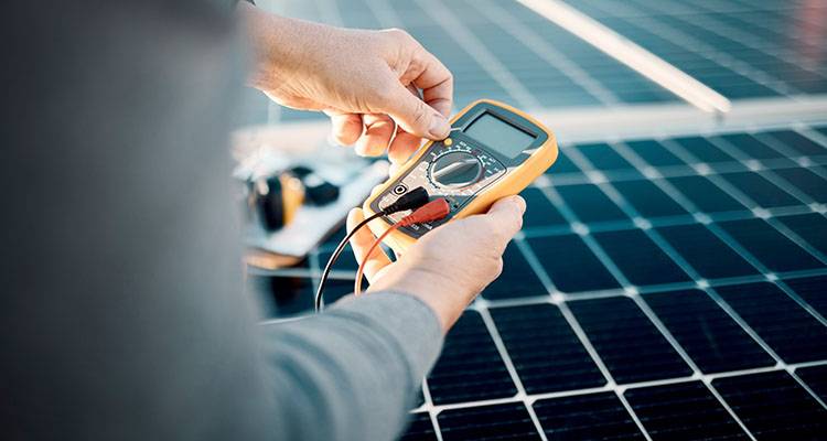 person multi meter solar panels