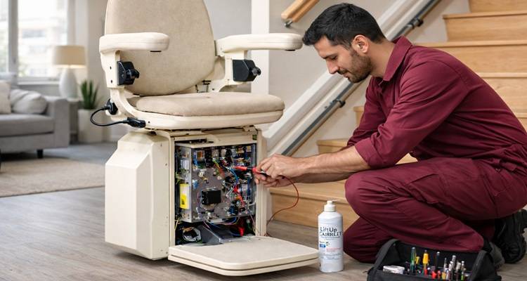 man red jumper stairlift