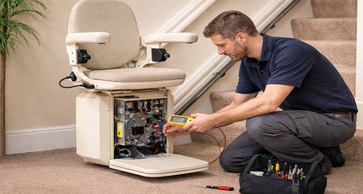 man servicing stairlift