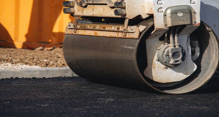 road roller on tarmac