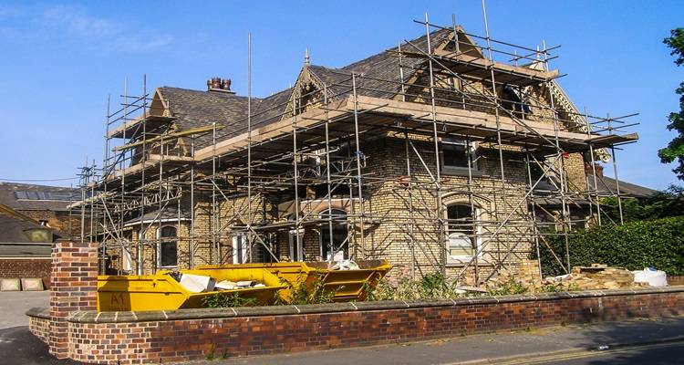 House with scaffolding