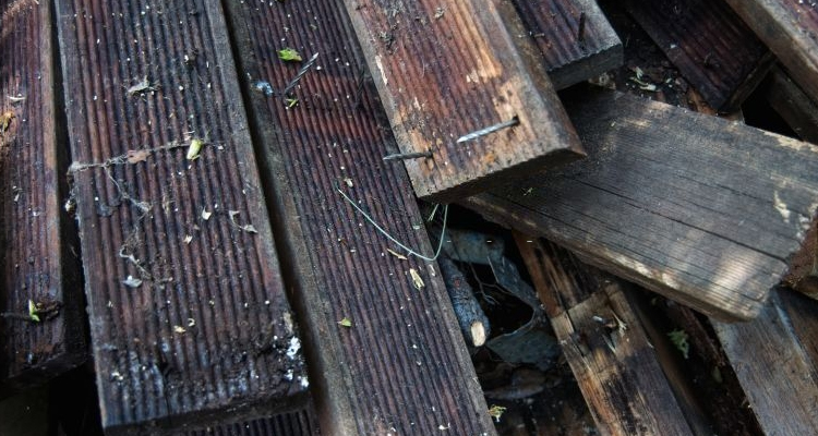 aged timber decking that has been removed
