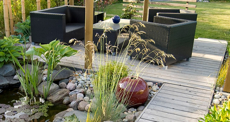 timber decking in a UK garden