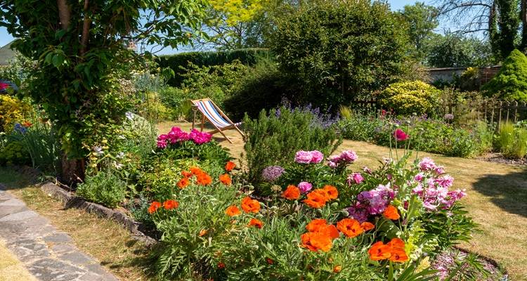 flowers garden deck chair