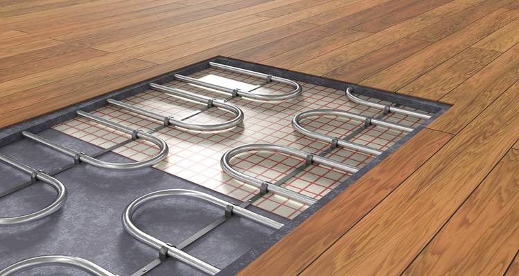 underfloor heating shown in hole