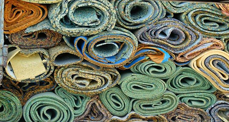 rolls of old underlay