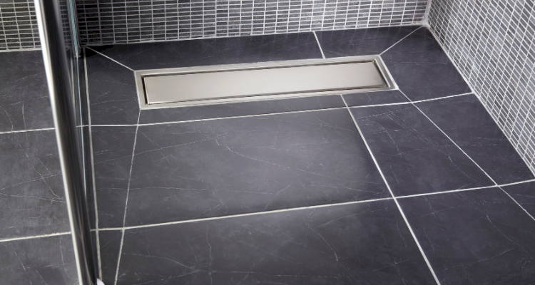 Black tiled wet room floor