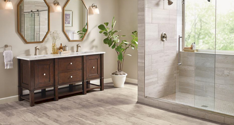 Vinyl wet room flooring