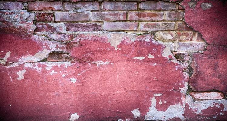 red wall blown plaster