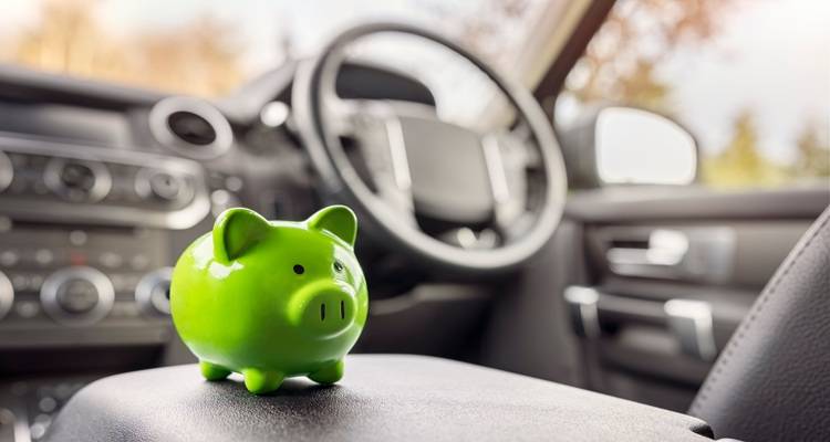 piggy bank in car