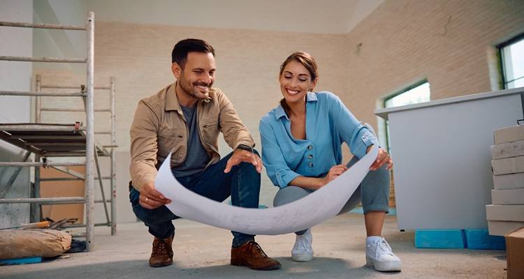 couple looking at plans