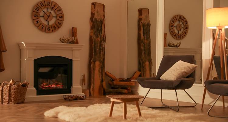 living room with fire