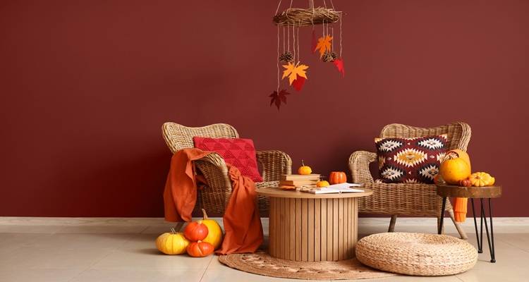 living room red wall